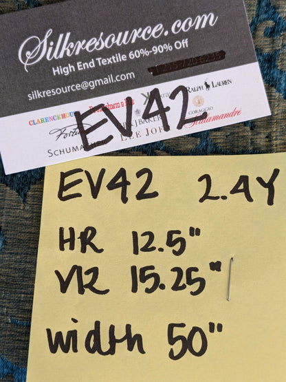 1 EV42 2.4Y x 50"w Scalamandre Lucia Gaufre Damask Blue Brown 100%silk Damask MSRP USD 384/Y