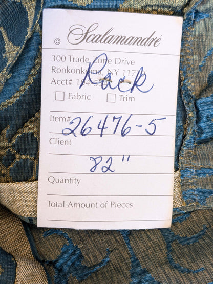 1 EV42 2.4Y x 50"w Scalamandre Lucia Gaufre Damask Blue Brown 100%silk Damask MSRP USD 384/Y