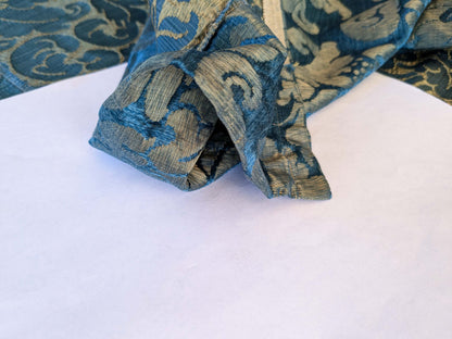 1 EV42 2.4Y x 50"w Scalamandre Lucia Gaufre Damask Blue Brown 100%silk Damask MSRP USD 384/Y