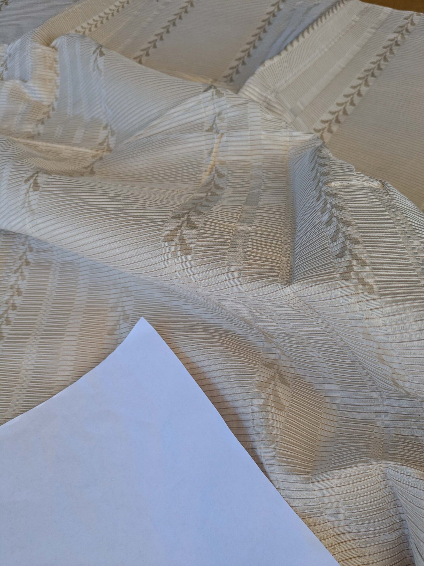 2 EV42 2.1Y x 52"w Scalamandre Lydo Dove Gaufre Stripe White Cream