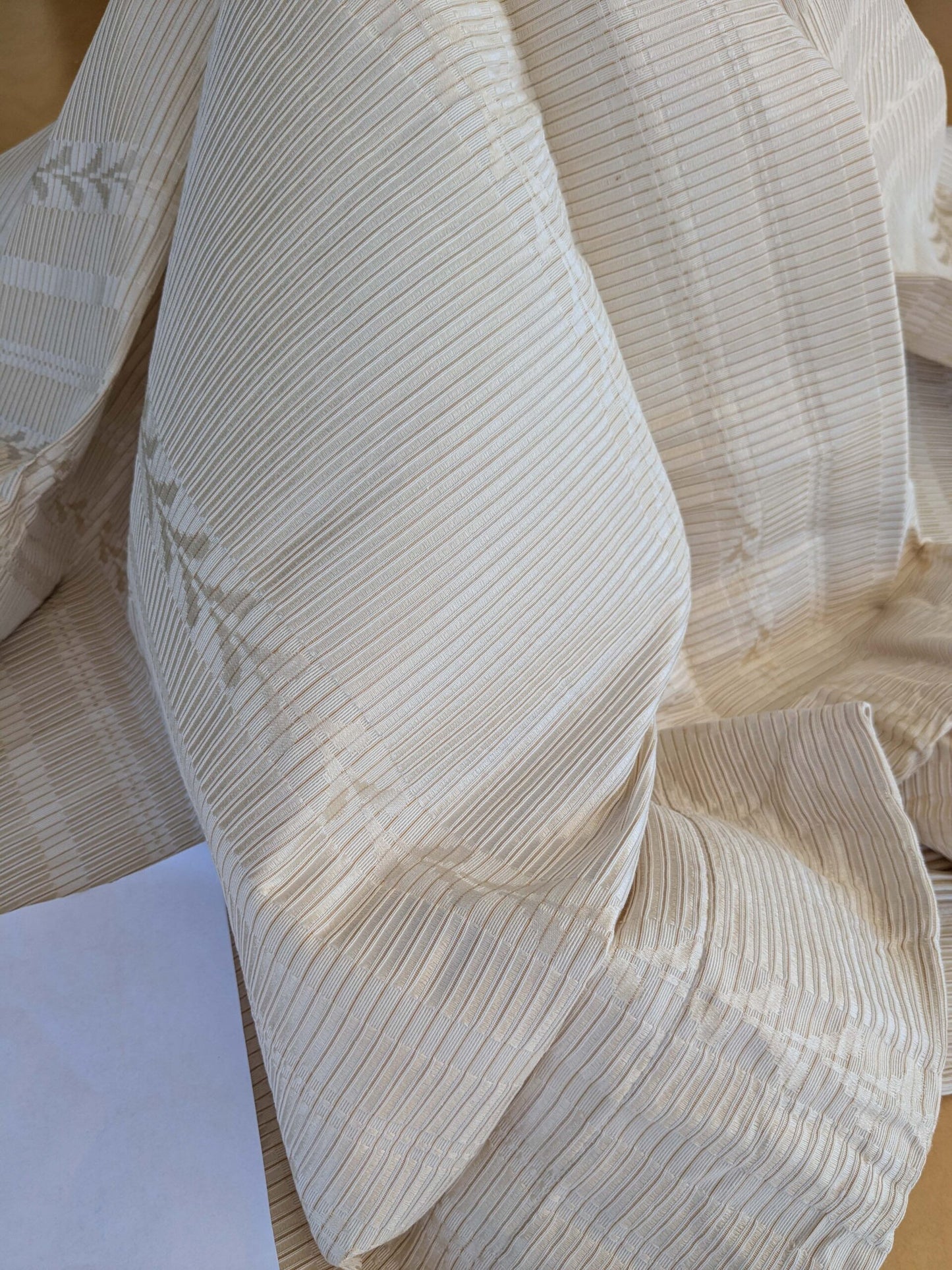 2 EV42 2.1Y x 52"w Scalamandre Lydo Dove Gaufre Stripe White Cream