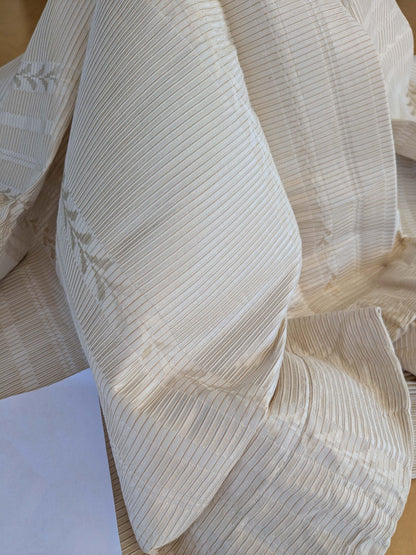 2 EV42 2.1Y x 52"w Scalamandre Lydo Dove Gaufre Stripe White Cream