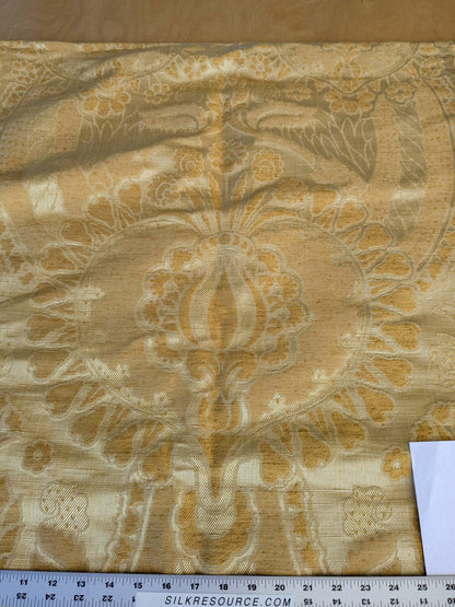3 EV42 2.4y x 53"w Scalamandre Pugin Gold on Yellow Strie Silk Damask Neoclassical MSRP USD298/y Piece A