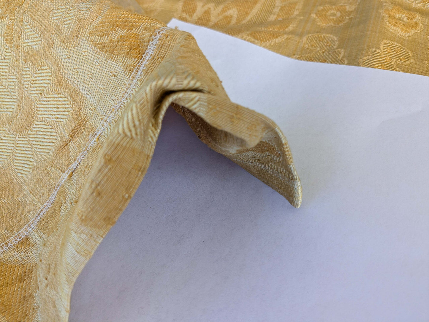 3 EV42 2.4y x 53"w Scalamandre Pugin Gold on Yellow Strie Silk Damask Neoclassical MSRP USD298/y Piece A