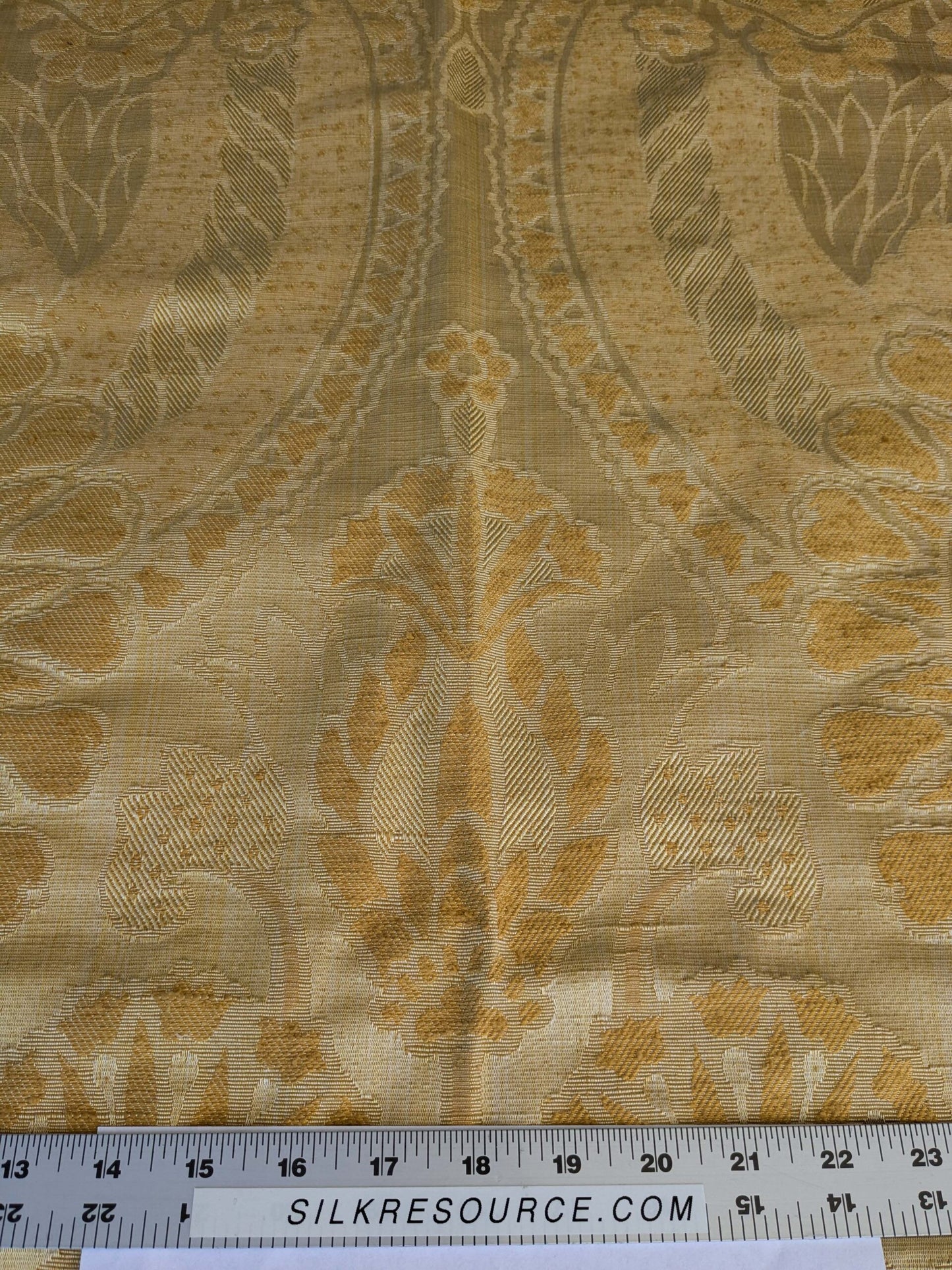 3 EV42 2.4y x 53"w Scalamandre Pugin Gold on Yellow Strie Silk Damask Neoclassical MSRP USD298/y Piece A
