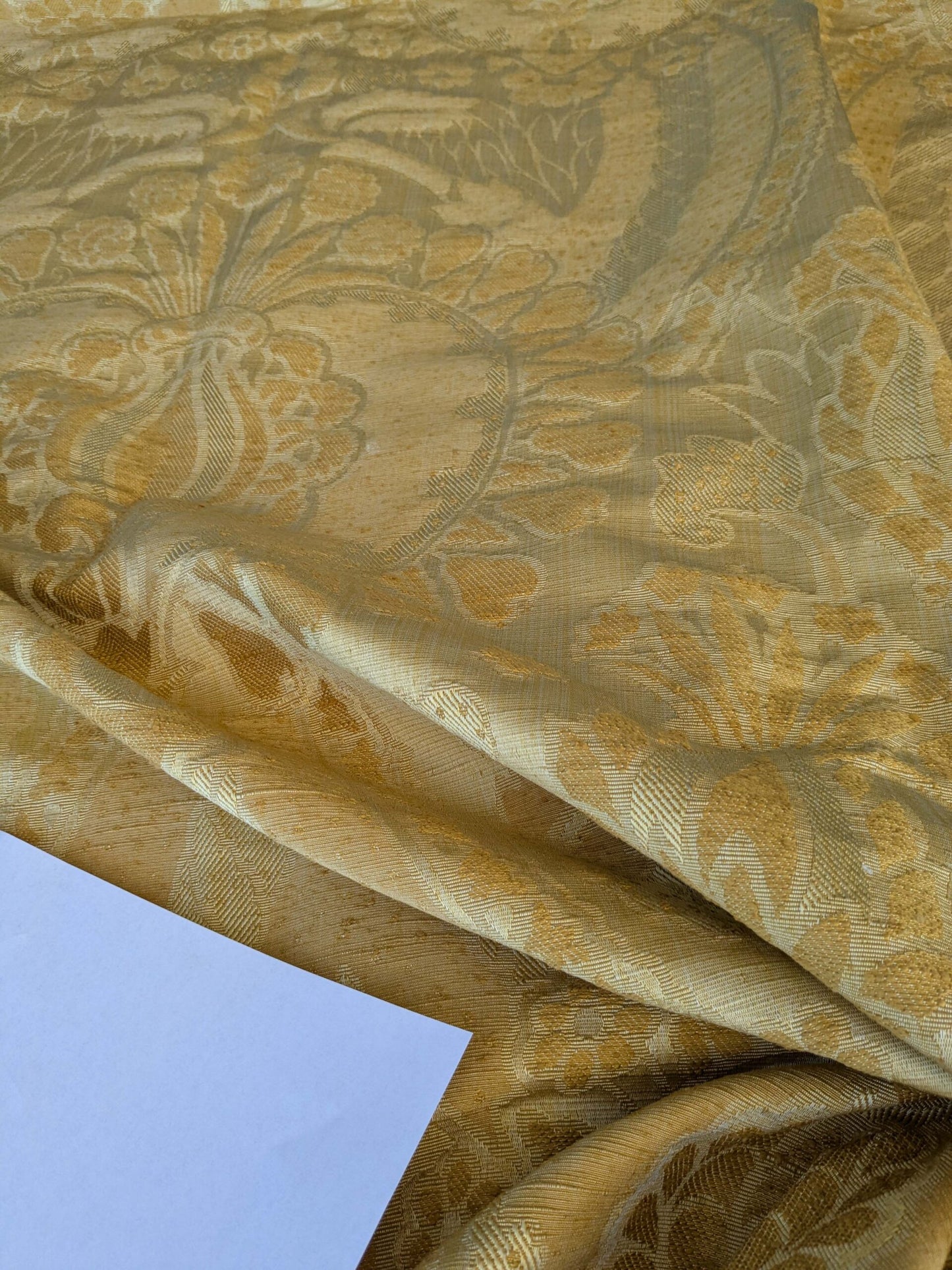 3 EV42 2.4y x 53"w Scalamandre Pugin Gold on Yellow Strie Silk Damask Neoclassical MSRP USD298/y Piece A