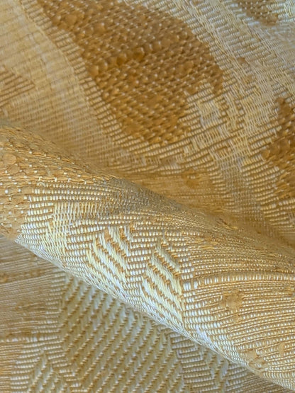 3 EV42 2.4y x 53"w Scalamandre Pugin Gold on Yellow Strie Silk Damask Neoclassical MSRP USD298/y Piece A