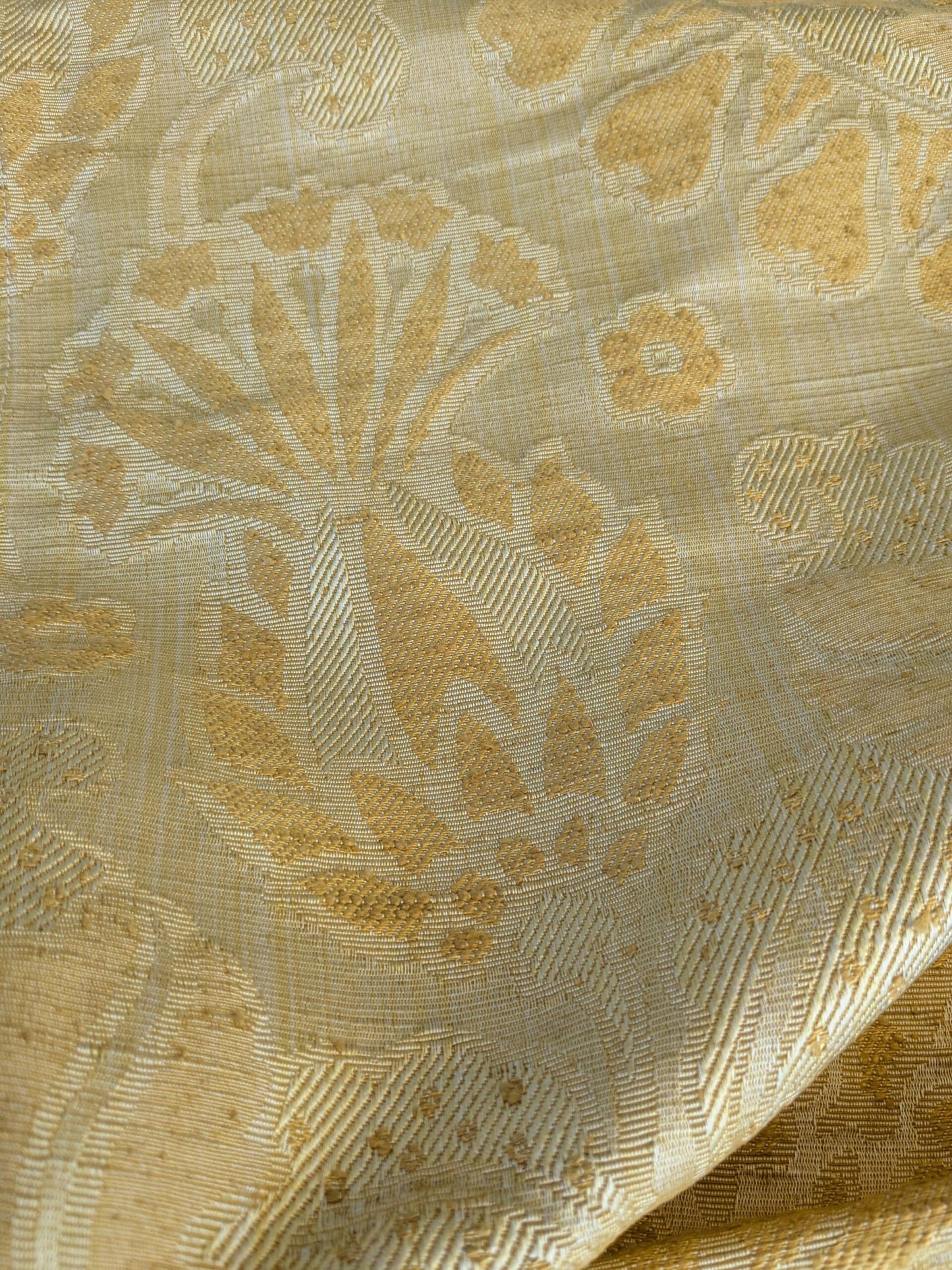 3 EV42 2.4y x 53"w Scalamandre Pugin Gold on Yellow Strie Silk Damask Neoclassical MSRP USD298/y Piece A