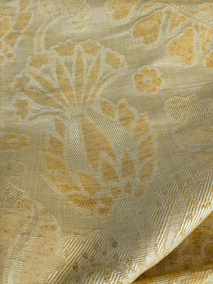 3 EV42 2.4y x 53"w Scalamandre Pugin Gold on Yellow Strie Silk Damask Neoclassical MSRP USD298/y Piece A