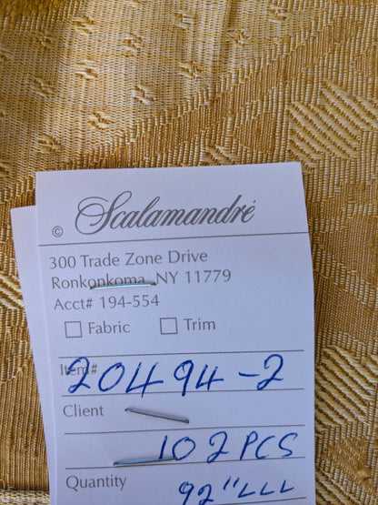 4 EV42 2.4y x 54"w Scalamandre Pugin Gold on Yellow Strie Silk Damask Neoclassical MSRP USD298/y Piece B