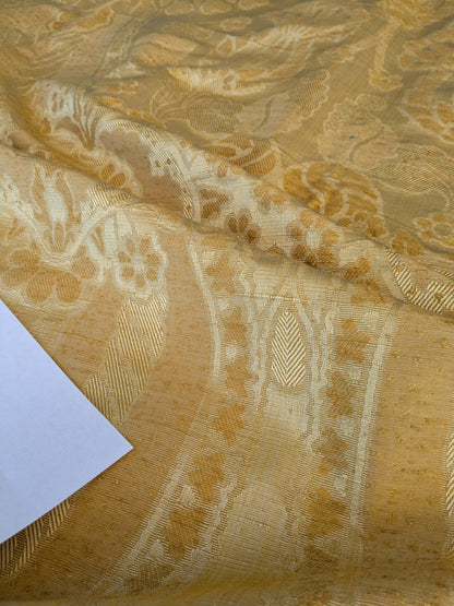 4 EV42 2.4y x 54"w Scalamandre Pugin Gold on Yellow Strie Silk Damask Neoclassical MSRP USD298/y Piece B