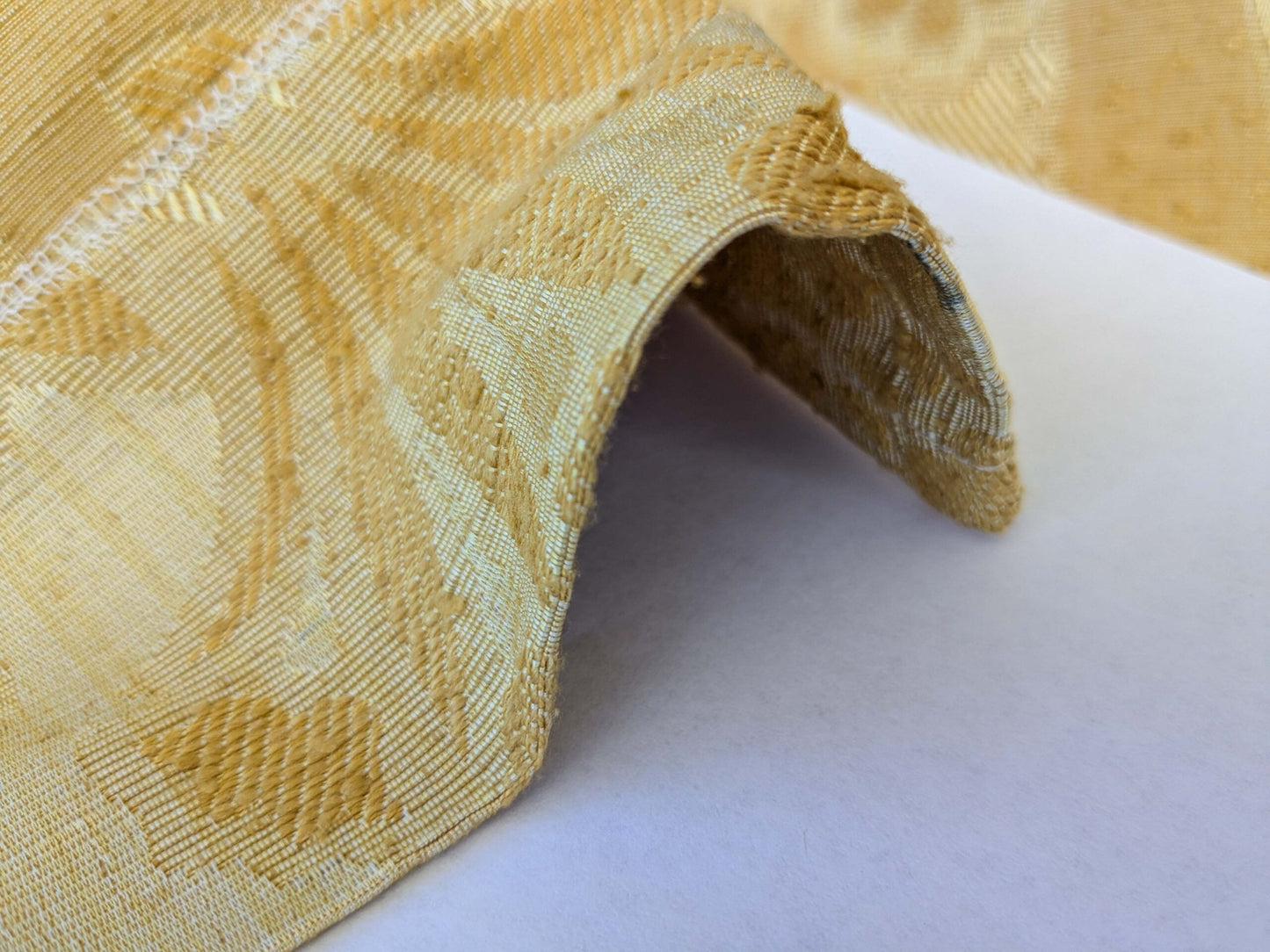 4 EV42 2.4y x 54"w Scalamandre Pugin Gold on Yellow Strie Silk Damask Neoclassical MSRP USD298/y Piece B