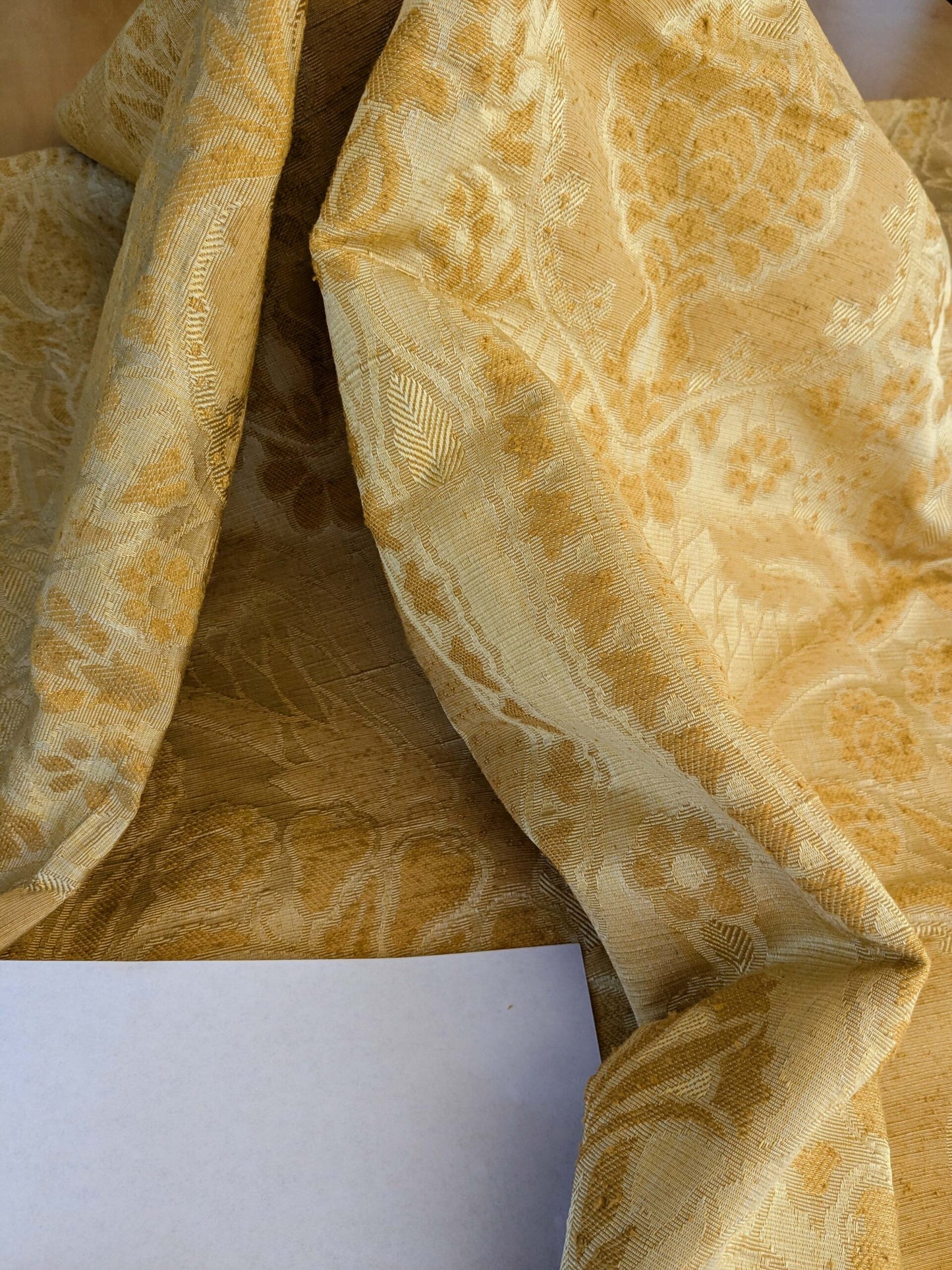 4 EV42 2.4y x 54"w Scalamandre Pugin Gold on Yellow Strie Silk Damask Neoclassical MSRP USD298/y Piece B