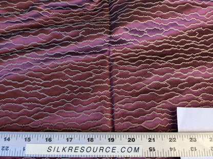 9 EV42 1.7y x 50"wScalamandre Sophie Onde Eggplant Purple Campagna Collection Art Deco Abstract