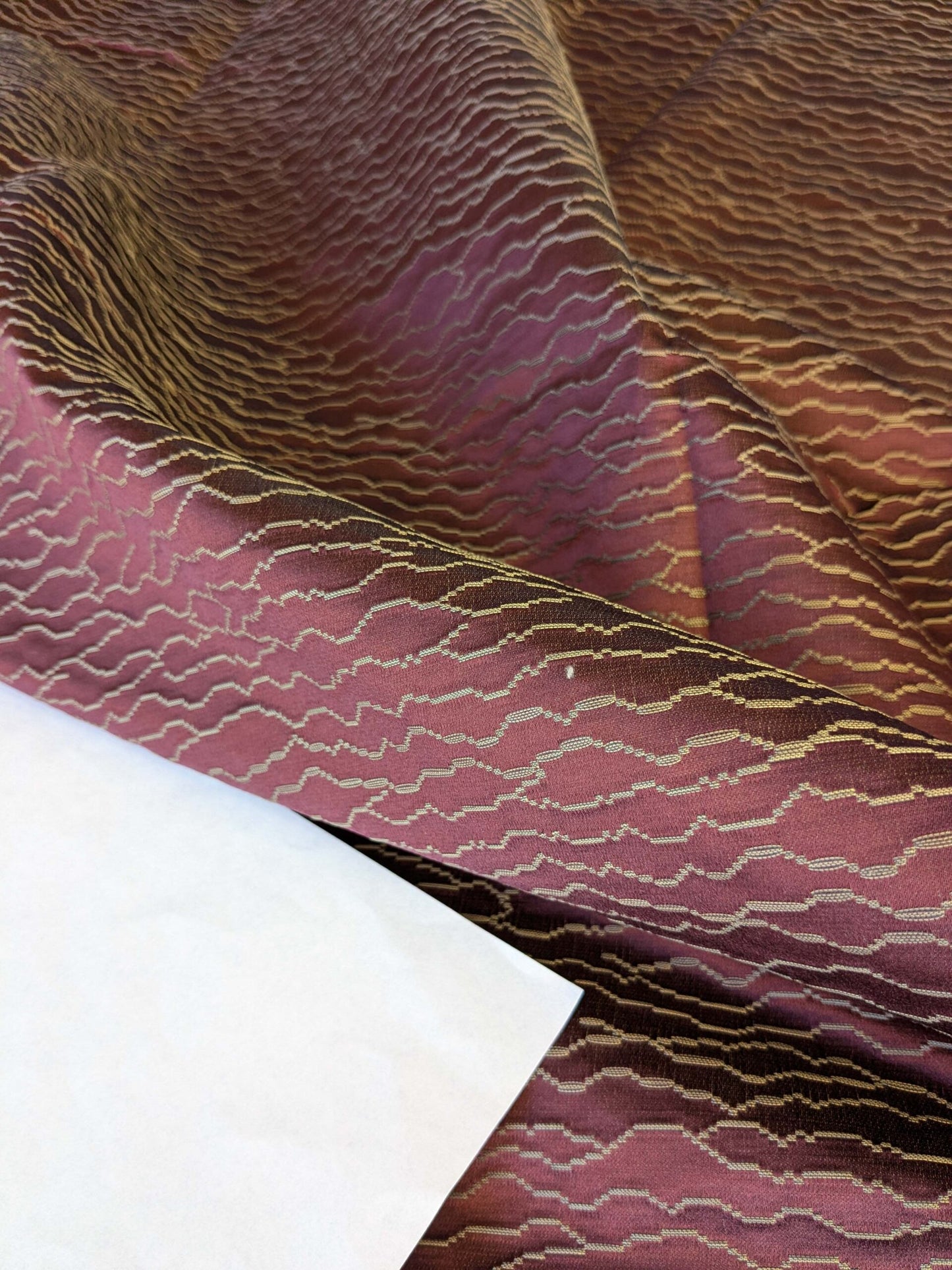 9 EV42 1.7y x 50"wScalamandre Sophie Onde Eggplant Purple Campagna Collection Art Deco Abstract