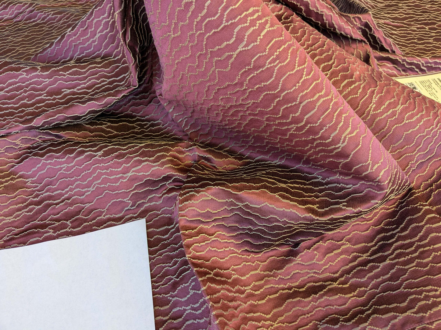 9 EV42 1.7y x 50"wScalamandre Sophie Onde Eggplant Purple Campagna Collection Art Deco Abstract