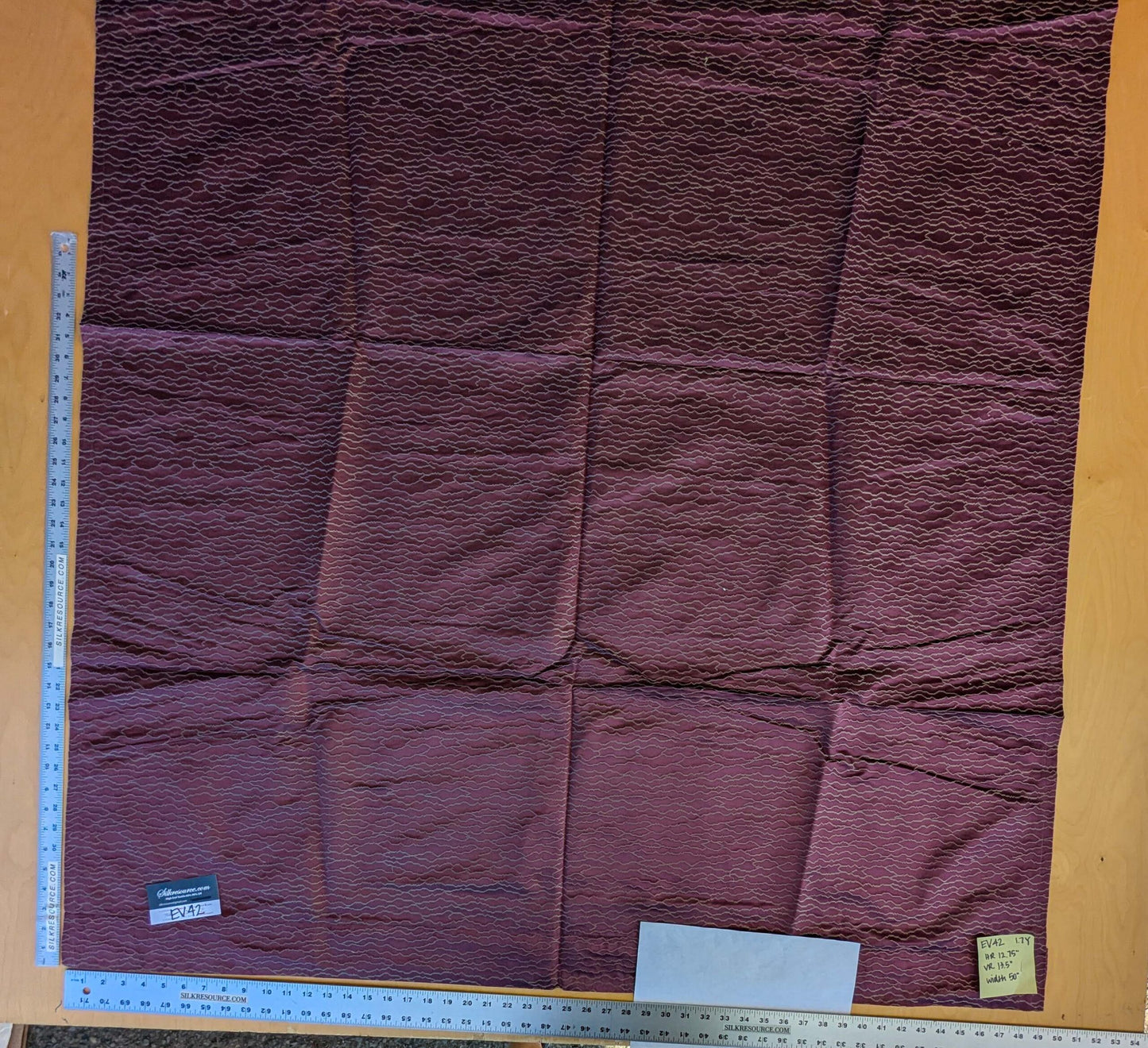 9 EV42 1.7y x 50"wScalamandre Sophie Onde Eggplant Purple Campagna Collection Art Deco Abstract