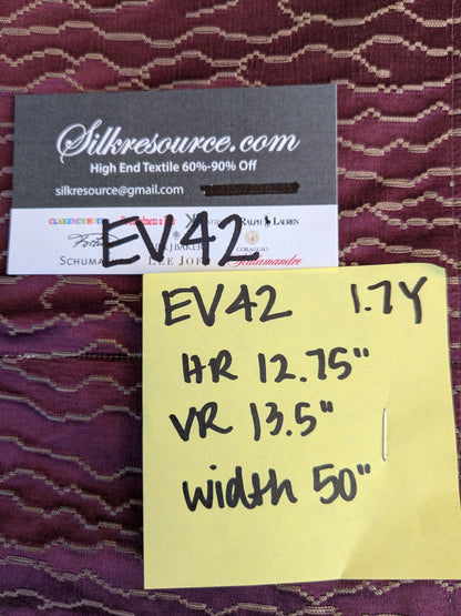 9 EV42 1.7y x 50"wScalamandre Sophie Onde Eggplant Purple Campagna Collection Art Deco Abstract