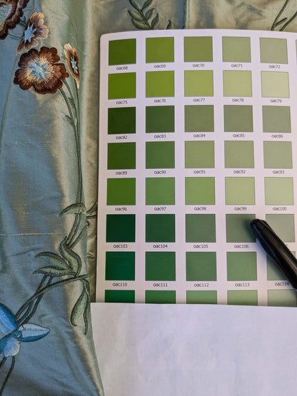 10 EV42 2.4y x 54"w Scalamandre Chahna in Day Lily Gray Silk Embroidery Blue Green Brown daisy Rose Vine &amp; Flower MSRP USD344/y