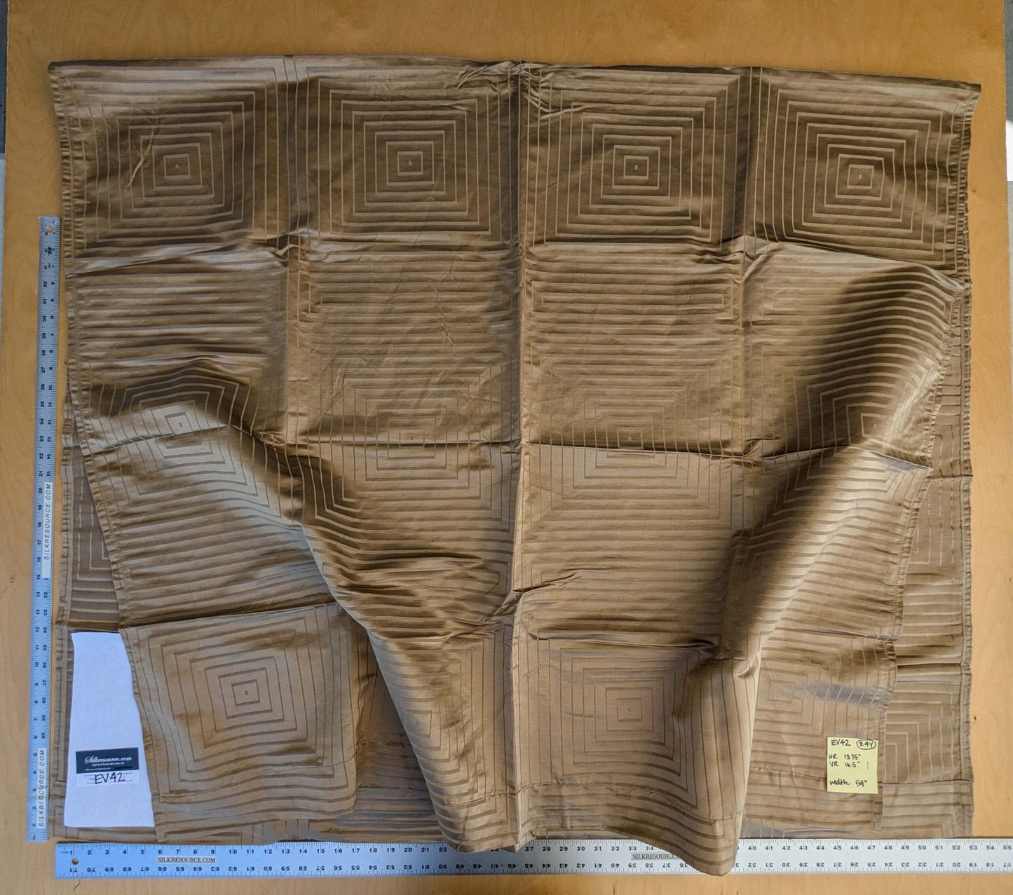 16 EV42 2.4y x 54"w Scalamandre Brown Geometric Art Deco Square Pattern Silk Blend