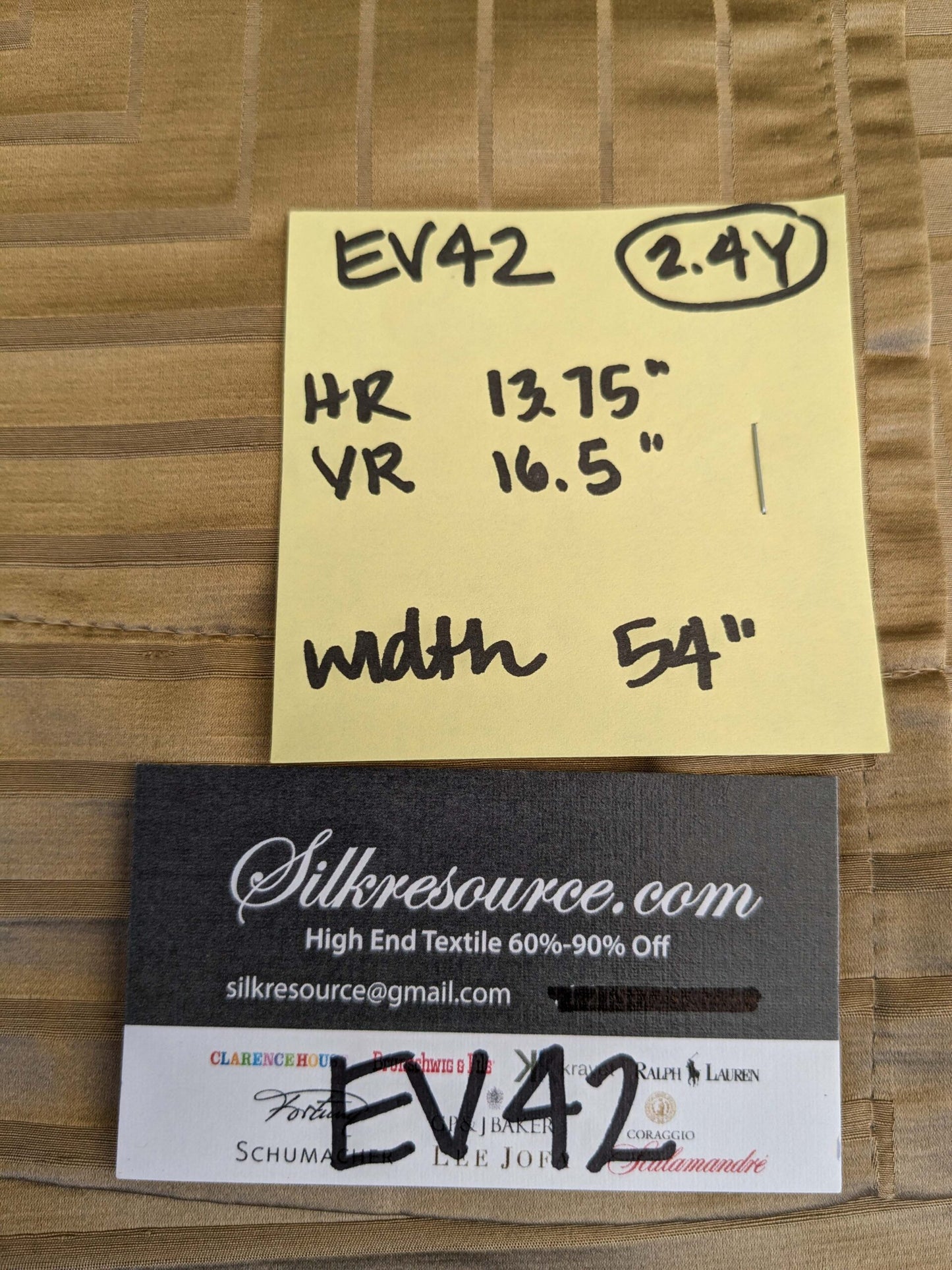 16 EV42 2.4y x 54"w Scalamandre Brown Geometric Art Deco Square Pattern Silk Blend