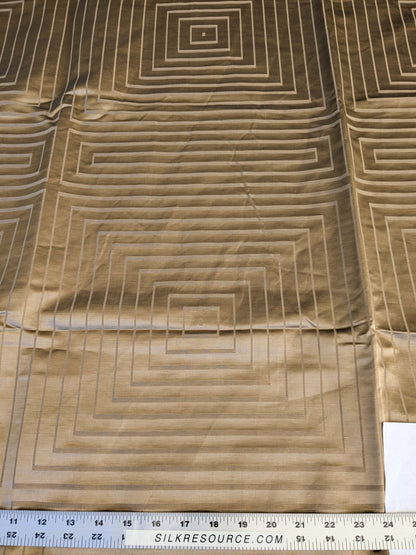 16 EV42 2.4y x 54"w Scalamandre Brown Geometric Art Deco Square Pattern Silk Blend