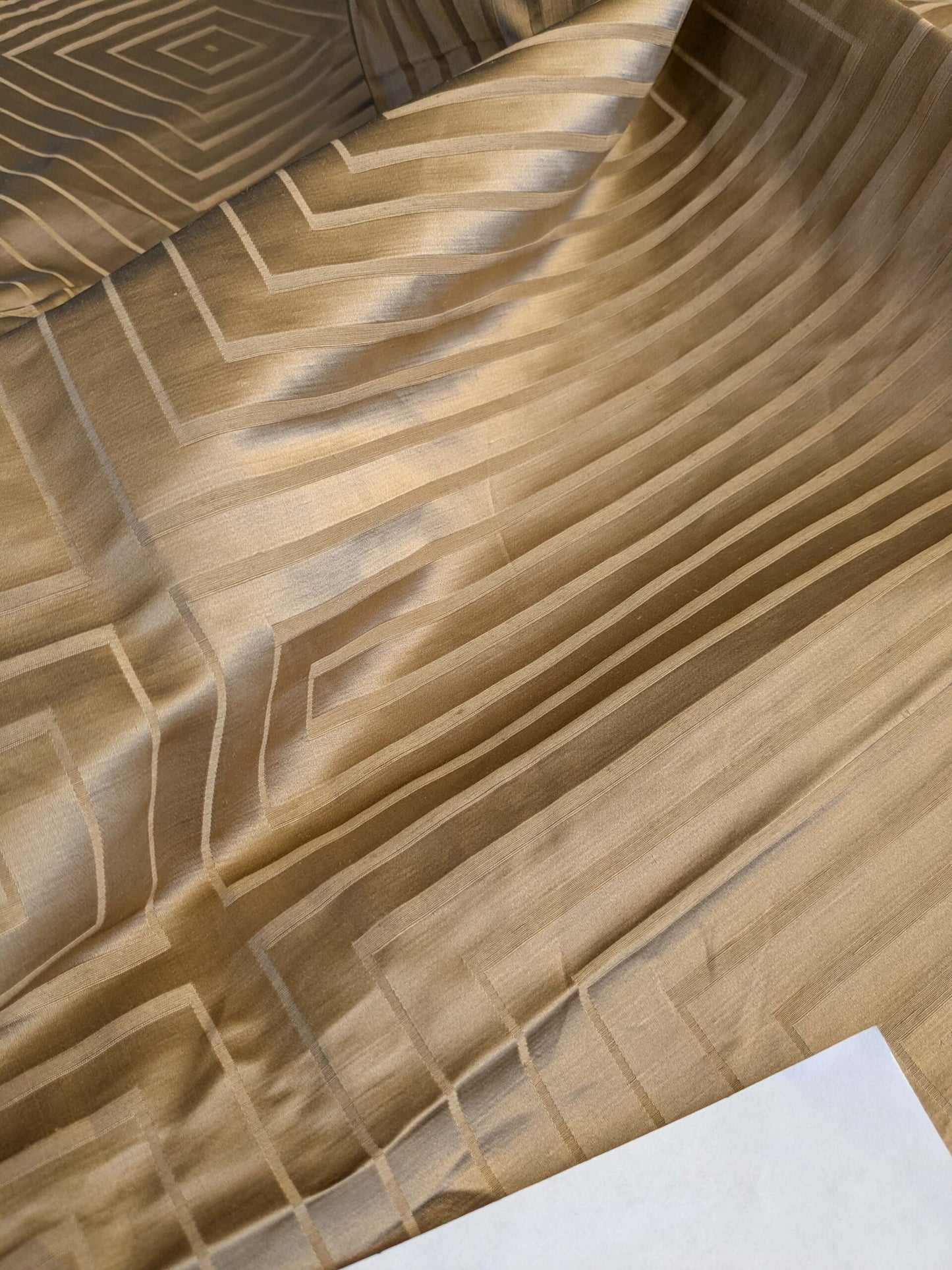 16 EV42 2.4y x 54"w Scalamandre Brown Geometric Art Deco Square Pattern Silk Blend