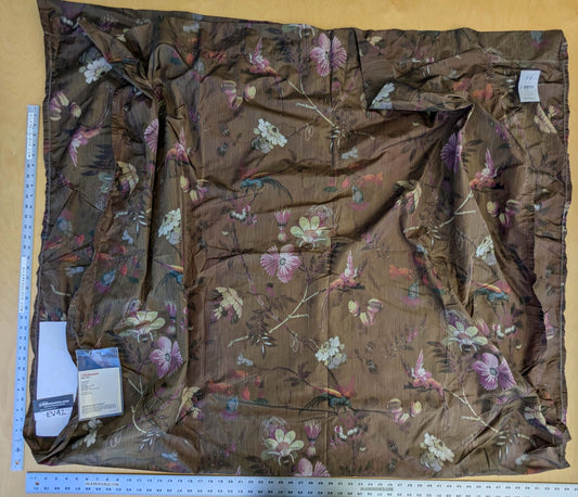 19 EV42 2.4y x 54"w Scalamandre Paradiso Bronze Brown Purple Bird Tropical Floral Silk Warp Print Fr France MSRP USD 450/Y