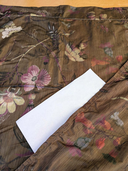 19 EV42 2.4y x 54"w Scalamandre Paradiso Bronze Brown Purple Bird Tropical Floral Silk Warp Print Fr France MSRP USD 450/Y