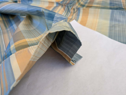 20 EV42 2.2y x 49"w Scalamandre Reveur Plaid Blue and Gold Silk