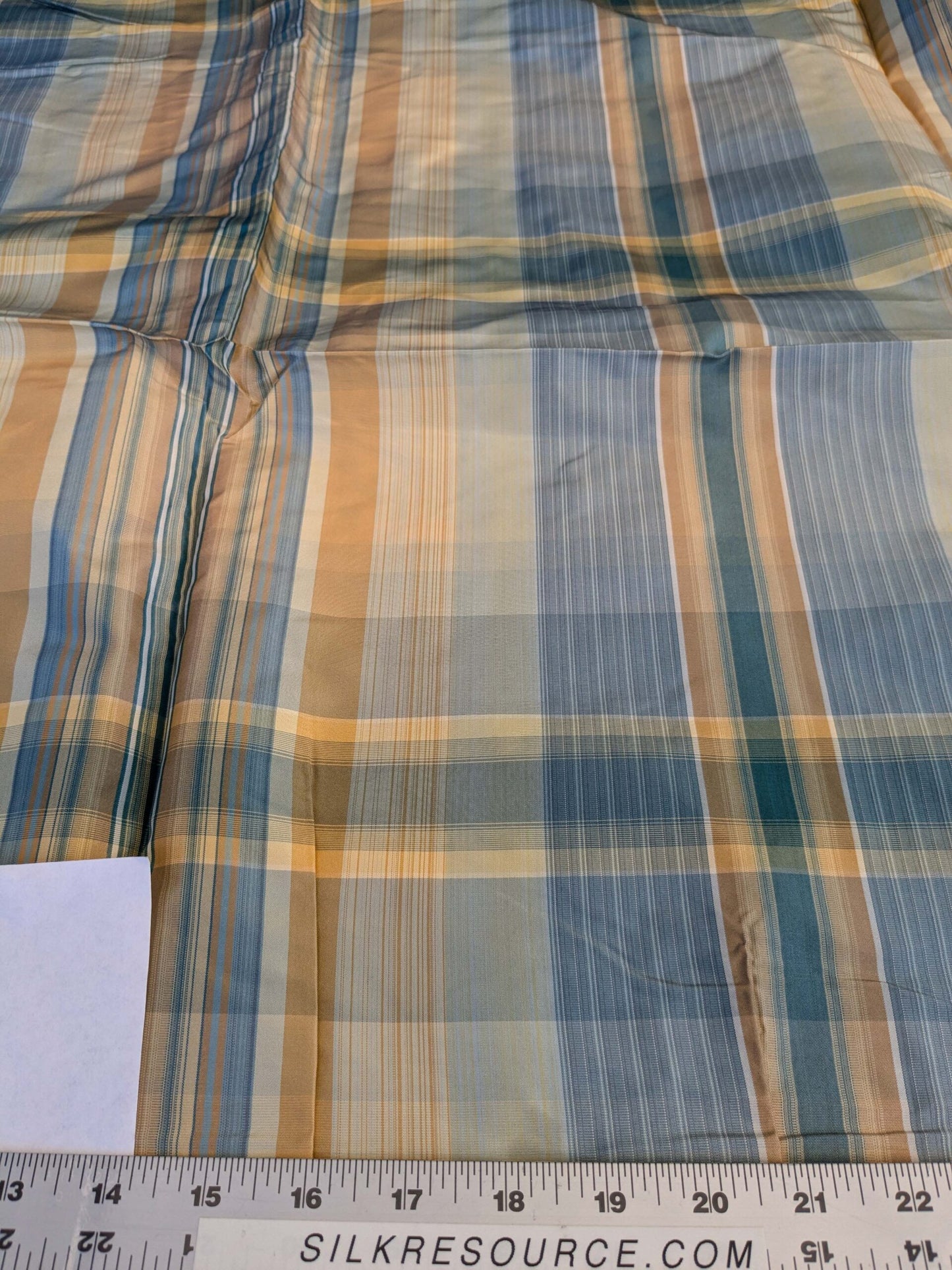 20 EV42 2.2y x 49"w Scalamandre Reveur Plaid Blue and Gold Silk