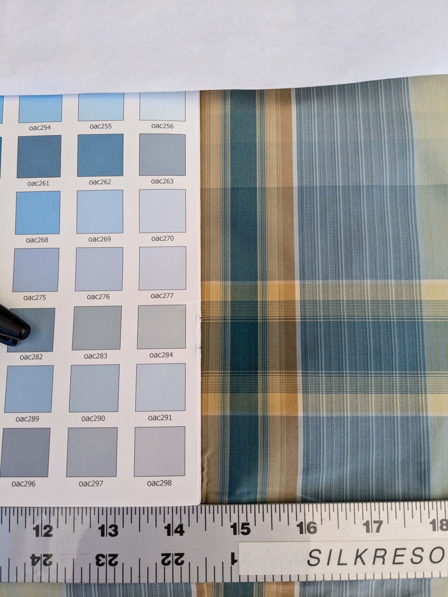20 EV42 2.2y x 49"w Scalamandre Reveur Plaid Blue and Gold Silk
