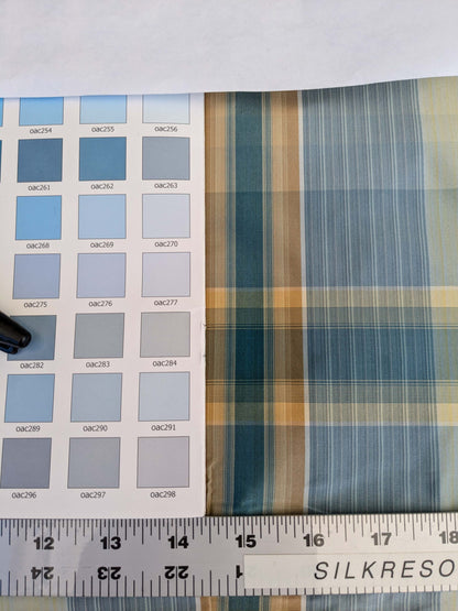 20 EV42 2.2y x 49"w Scalamandre Reveur Plaid Blue and Gold Silk