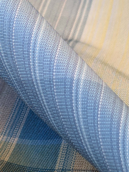 20 EV42 2.2y x 49"w Scalamandre Reveur Plaid Blue and Gold Silk