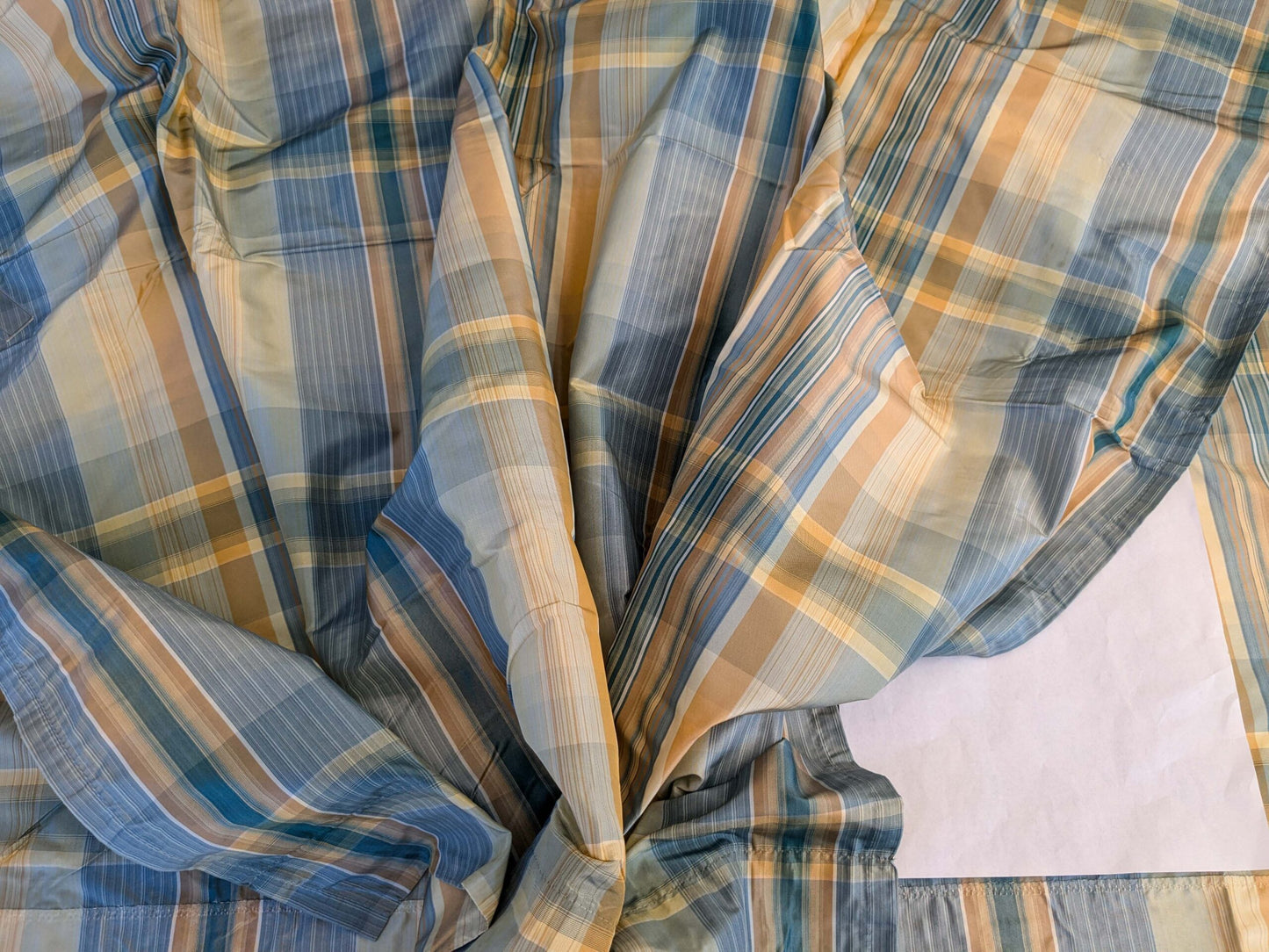 20 EV42 2.2y x 49"w Scalamandre Reveur Plaid Blue and Gold Silk