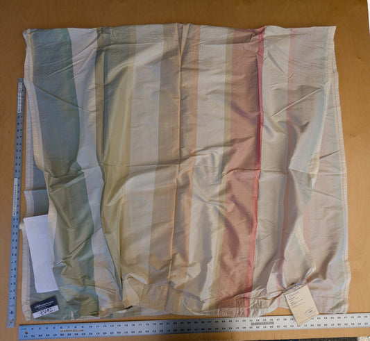 22 EV42 2.4y x 55"w Scalamandre Rainbow Mutli Greens Pinks and White Ombre Stripe Silk