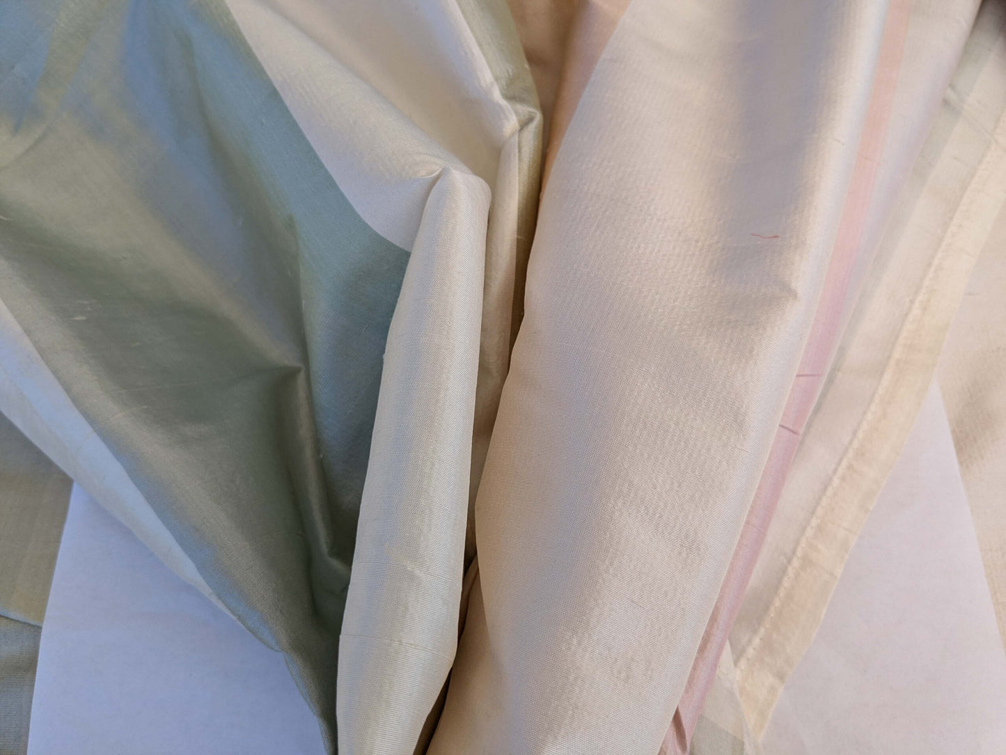 22 EV42 2.4y x 55"w Scalamandre Rainbow Mutli Greens Pinks and White Ombre Stripe Silk