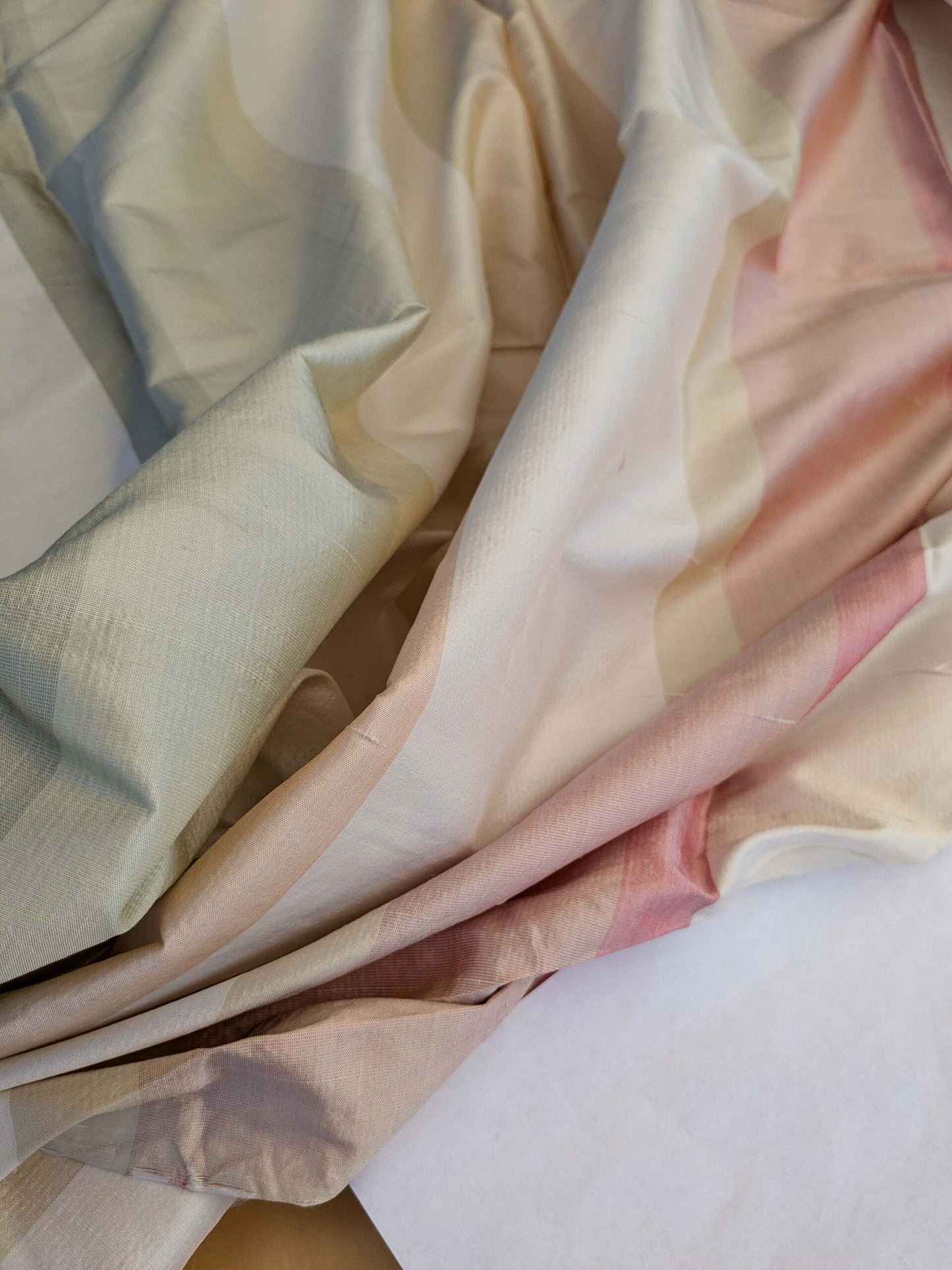 22 EV42 2.4y x 55"w Scalamandre Rainbow Mutli Greens Pinks and White Ombre Stripe Silk