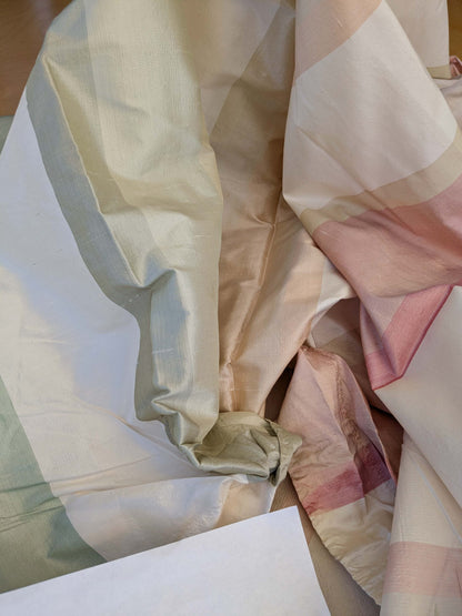 22 EV42 2.4y x 55"w Scalamandre Rainbow Mutli Greens Pinks and White Ombre Stripe Silk
