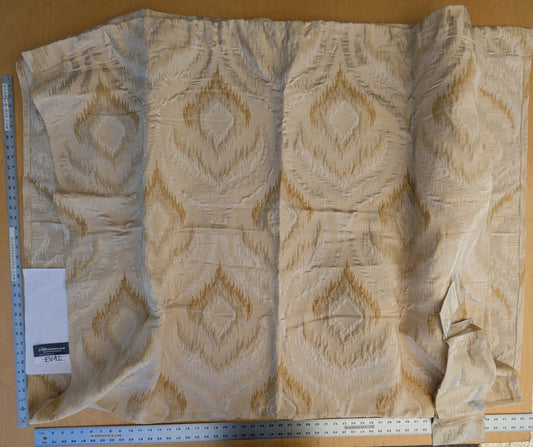 23 EV42 2.2y x 55"w Scalamandre Montpellier Ikat Brocatelle Gold Beige Peacock Feather Silk Linen Cotton Blend Thick