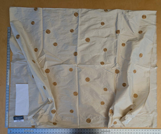 24 EV42 2.4y x 53"w Scalamandre Colony Roma Hokkaido Beige Embroidery Silk Dot Circle Brown