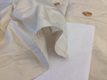 24 EV42 2.4y x 53"w Scalamandre Colony Roma Hokkaido Beige Embroidery Silk Dot Circle Brown