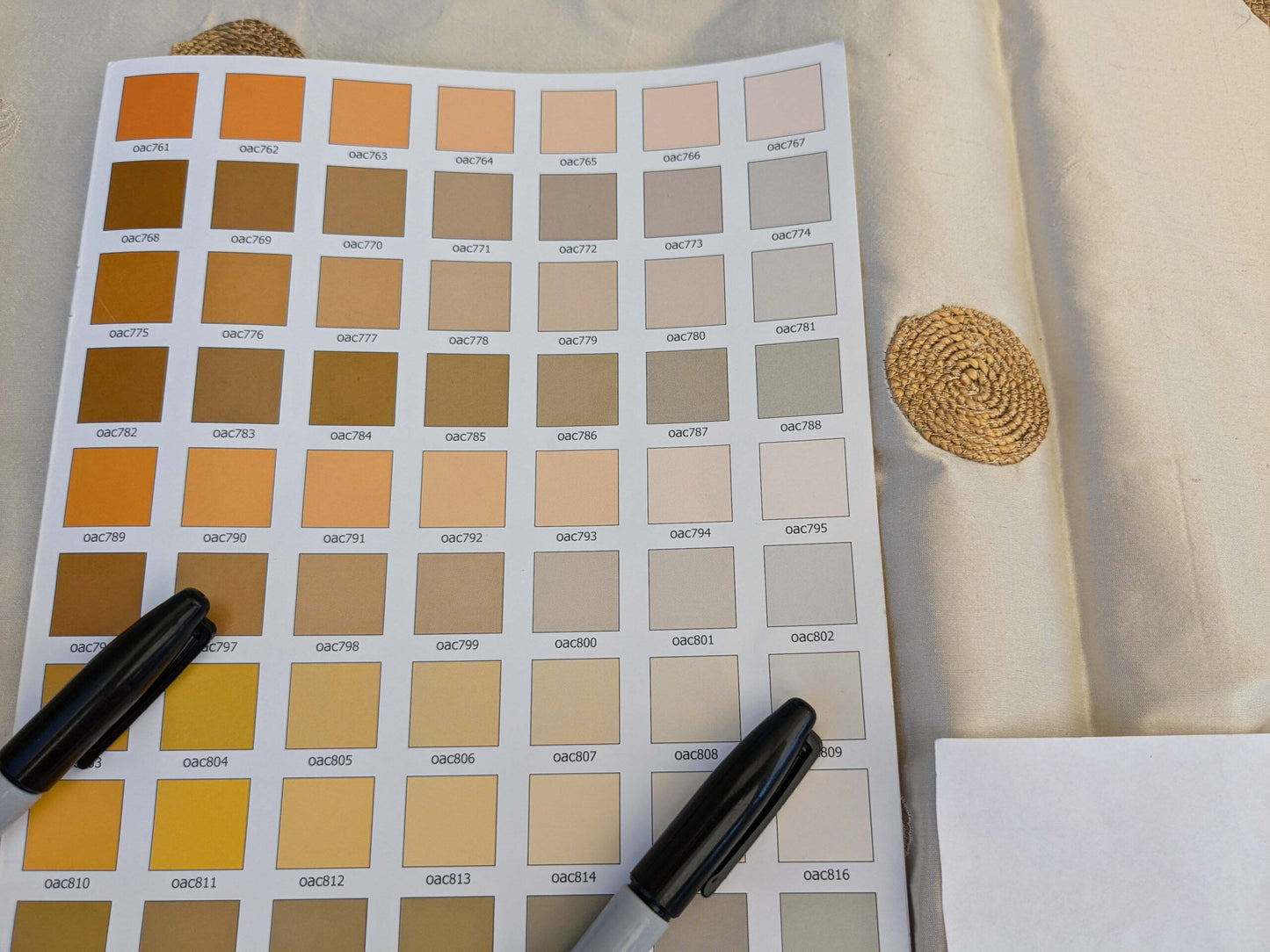 24 EV42 2.4y x 53"w Scalamandre Colony Roma Hokkaido Beige Embroidery Silk Dot Circle Brown