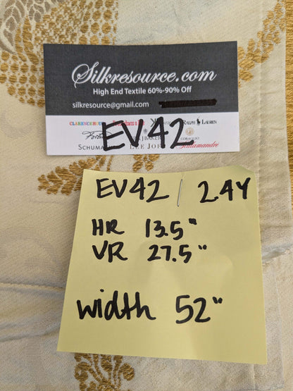 25 EV42 2.4y x 52"w Scalamandre Colony Vivaldi Silver Gold on Ivory Silk Lampas Botanical Foliage MSRP USD 640/y