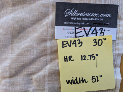 1 EV43 Sheers 30" x 51" wide Scalamandre Stripe Beige Cream Small Stain