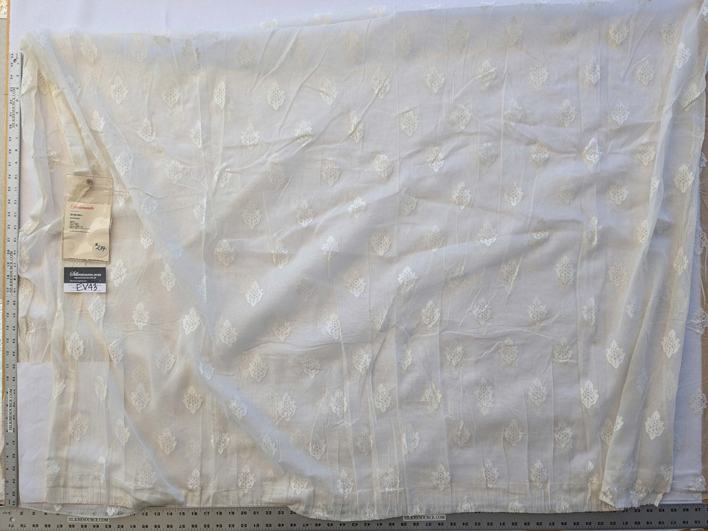 2 EV43 Sheers 2.1y x 66"w  Scalamandre Havisham White Cotton Madras Small Scale Texture