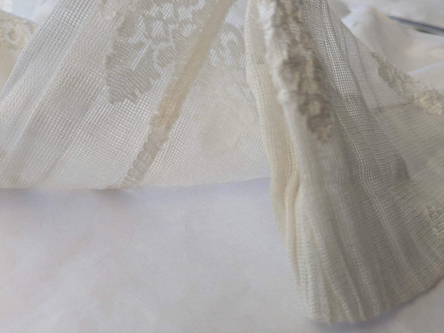 2 EV43 Sheers 2.1y x 66"w  Scalamandre Havisham White Cotton Madras Small Scale Texture