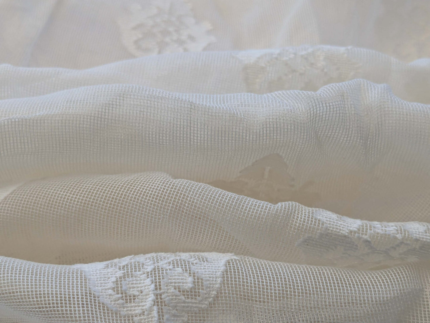 2 EV43 Sheers 2.1y x 66"w  Scalamandre Havisham White Cotton Madras Small Scale Texture