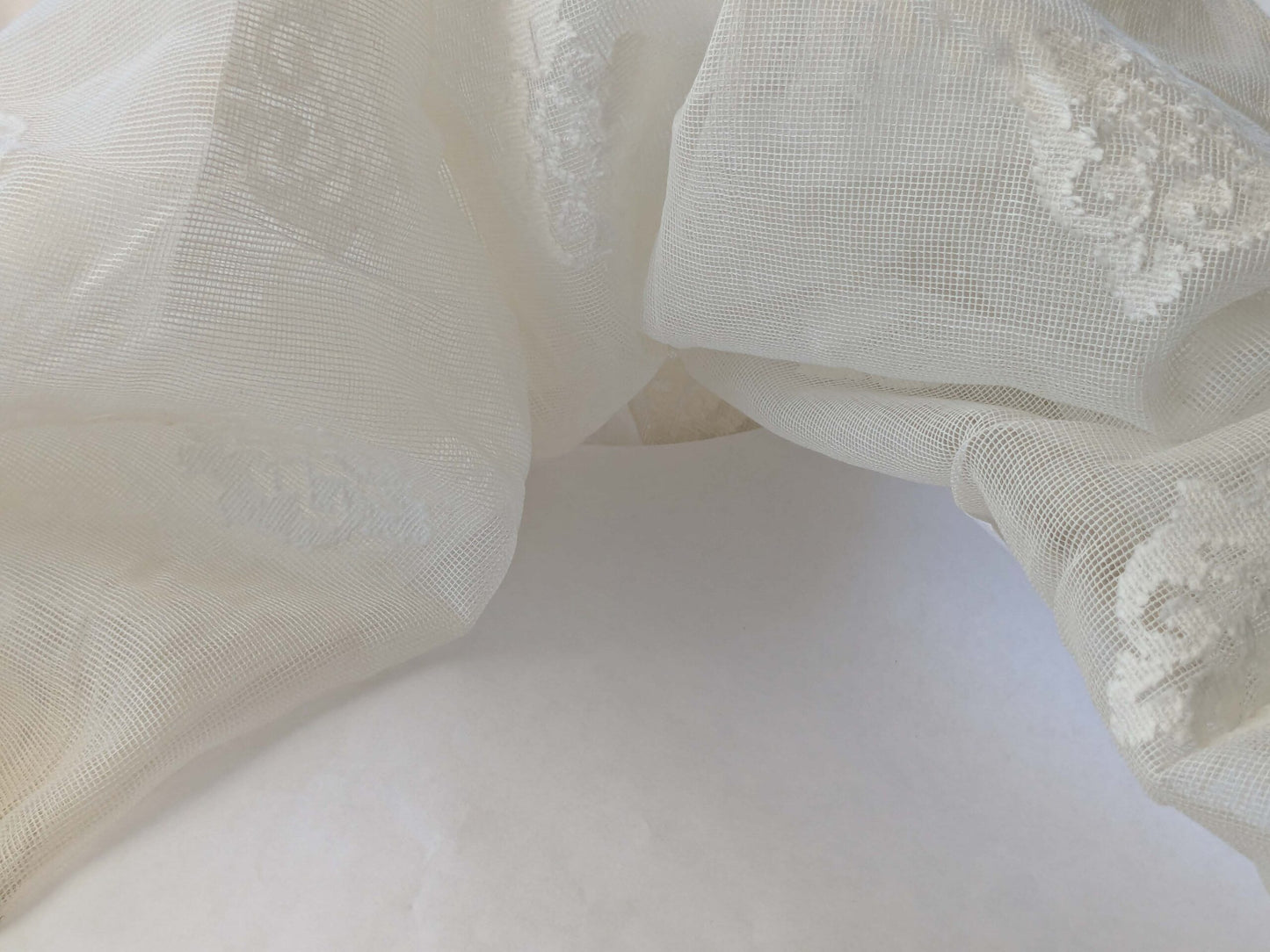 2 EV43 Sheers 2.1y x 66"w  Scalamandre Havisham White Cotton Madras Small Scale Texture