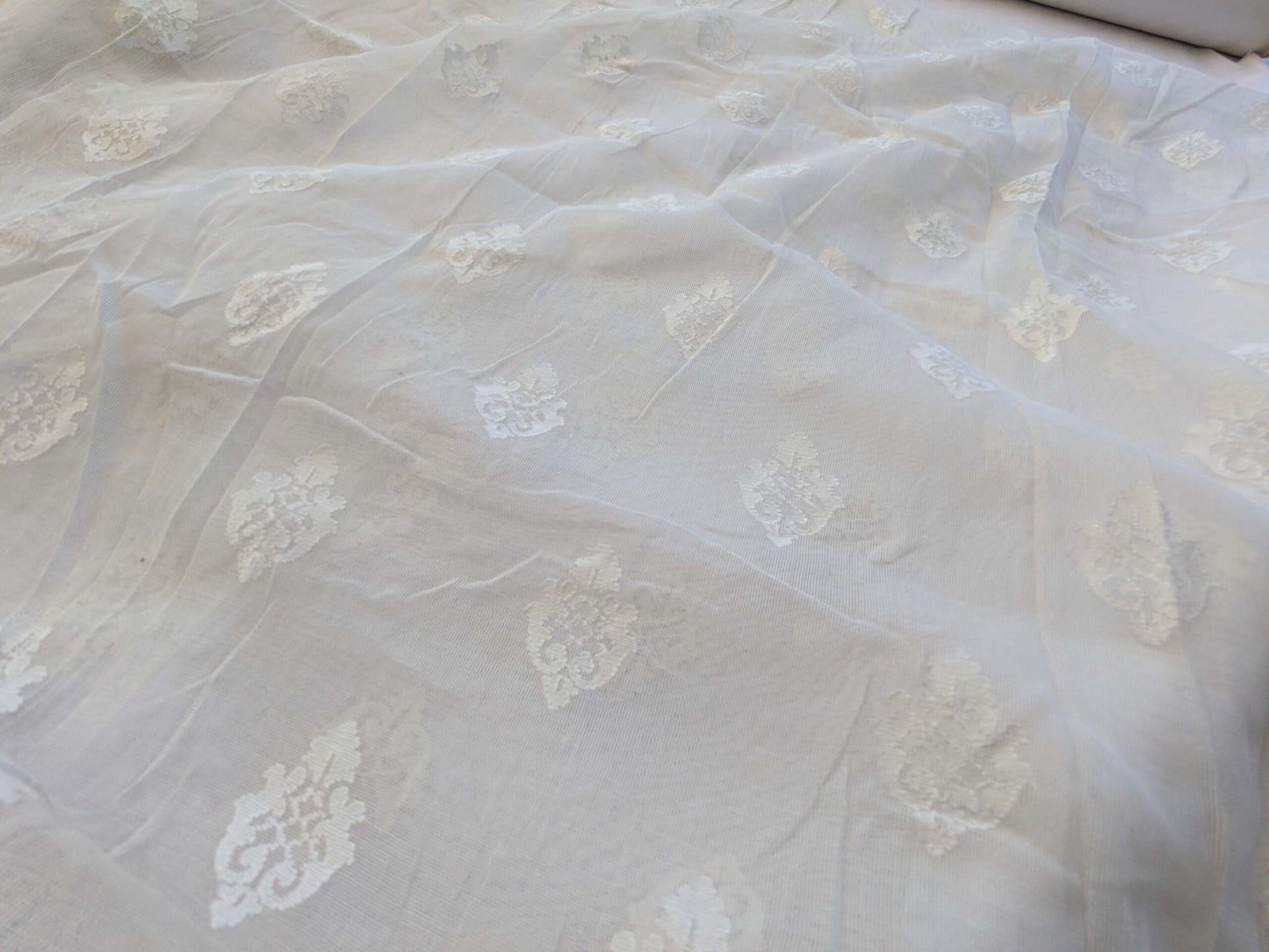 2 EV43 Sheers 2.1y x 66"w  Scalamandre Havisham White Cotton Madras Small Scale Texture